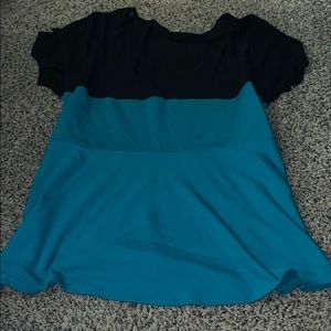 Torrid Black and Turquoise Peplum Top